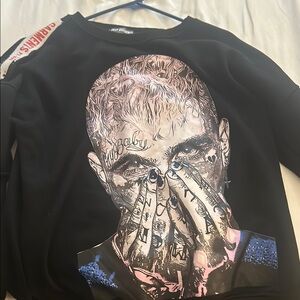 Black Graphic Sweatshirt with Artistic Print